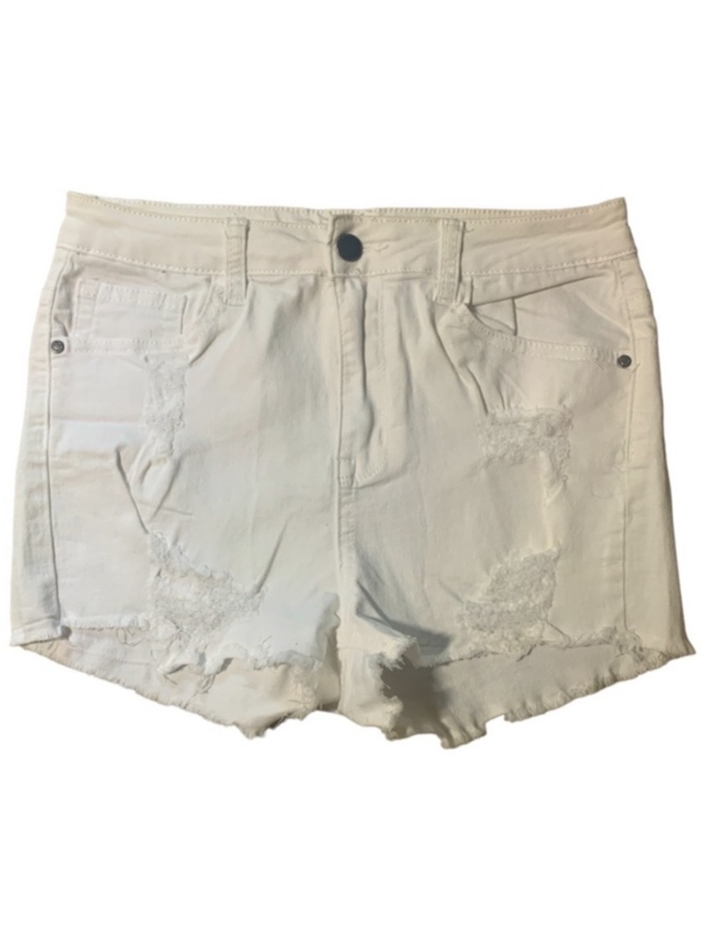 Women’s White Distressed Denim Shorts